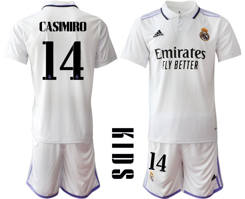 Youth 2022-2023 Club Real Madrid home white #14 Soccer Jersey